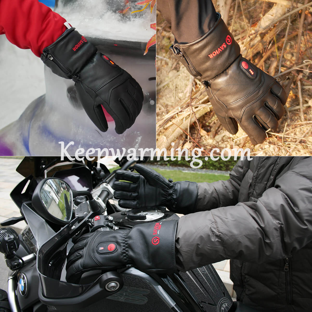 Savior Heat Electric Heat Gloves Outdoor Full Finger Men Ski Mitten Lithium  Battery Heating,Black